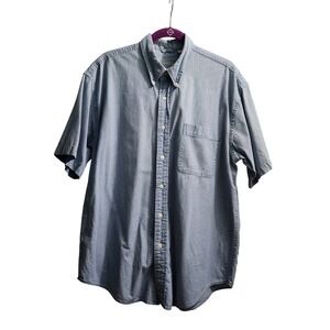 St Johns Bay Mens Large Blue Short Sleeve Button Down Casual‎ Shirt